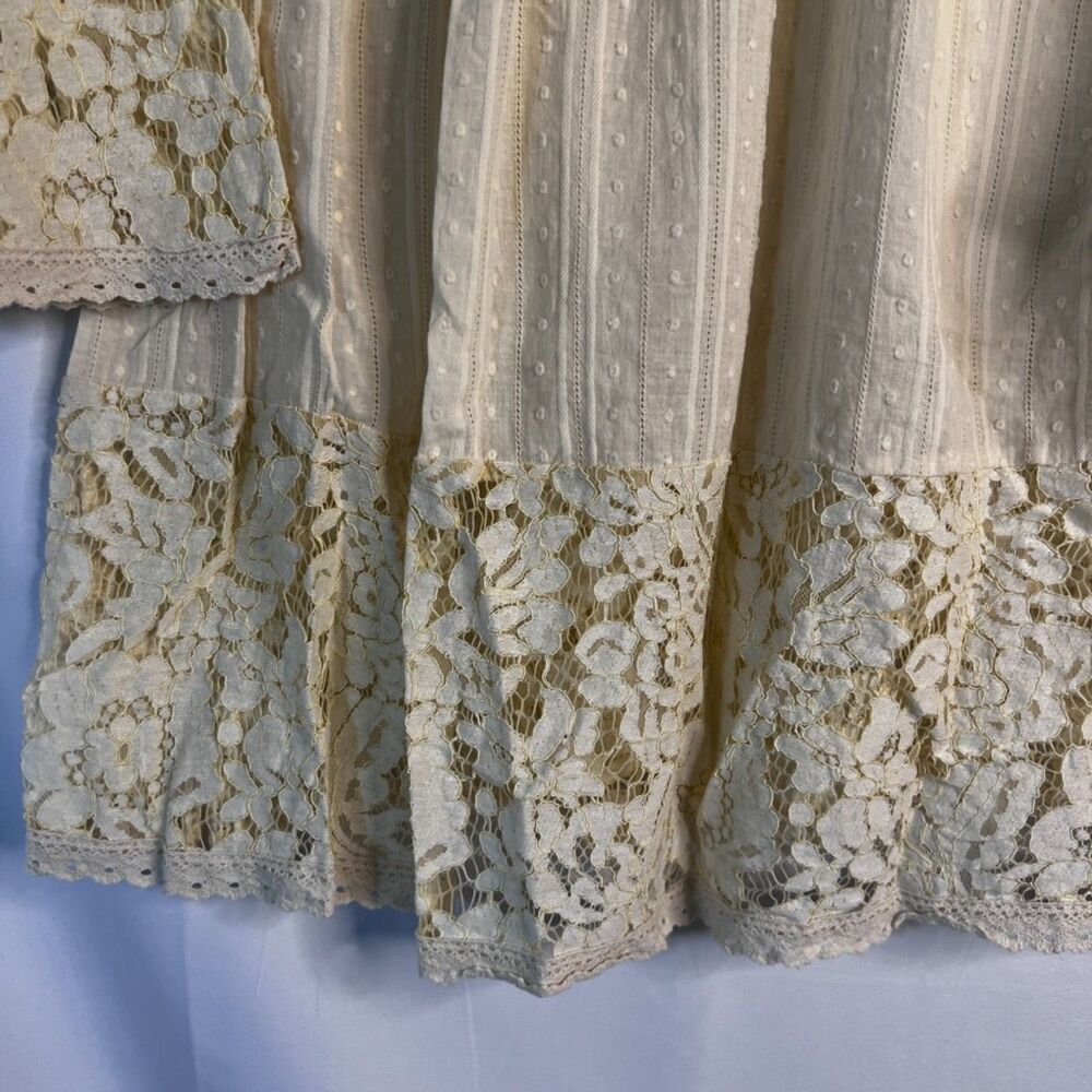 And The Why Cream Vneck Lace Detail 3/4 Lace Bell Sleeve Boho Peasant Top‎ Small - Picture 5 of 10